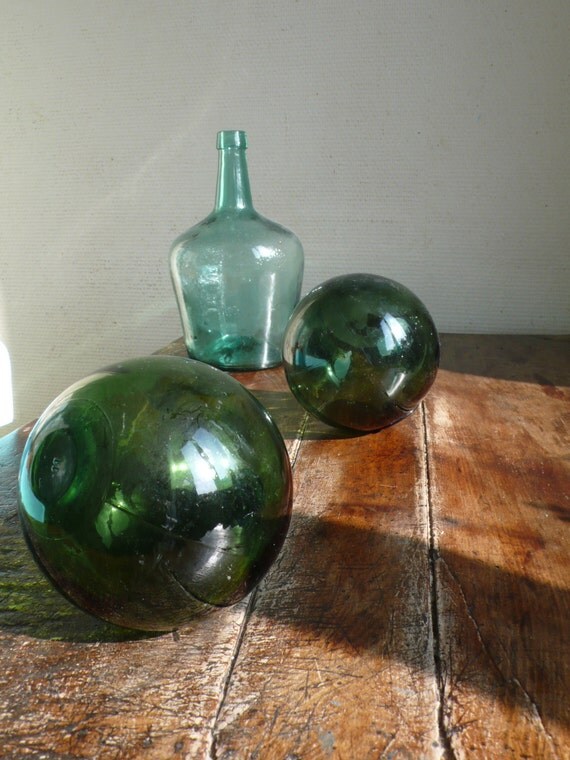 Vintage glass balls sea floats french antique nautical