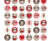 Sock Monkey bottle cap images, bottlecap images, one inch circles - royalty-free, digital collage sheet- Instant Download Il_170x135