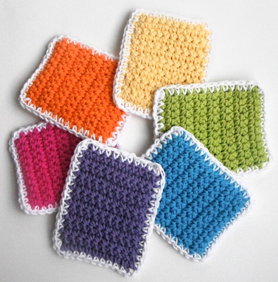 Crochet Sponge Dishcloth Washcloth THICK Set of 6