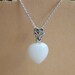 Heart necklace - Snow Quartz gemstone - Quartz heart pendant on a Sterling silver chain - I love you gift - Free shipping to Canada & USA