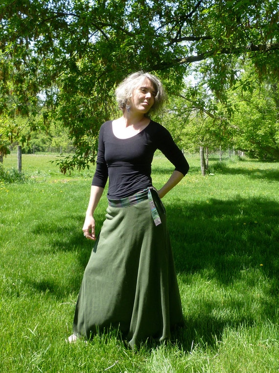 Organic Clothing Maxi Wrap Skirt Organic Cotton by woolenmoss
