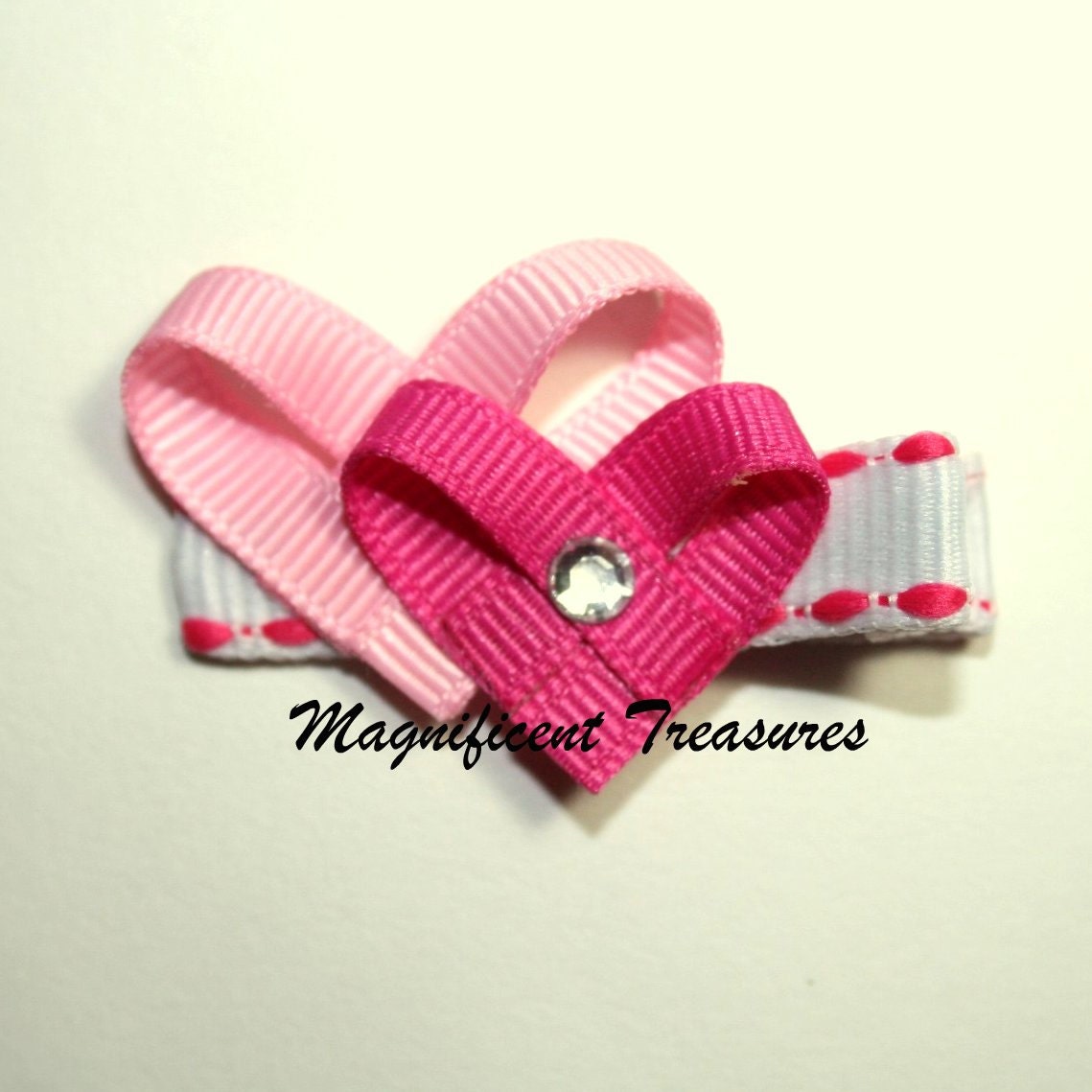 Valentine Double Pink Heart Hair Clip