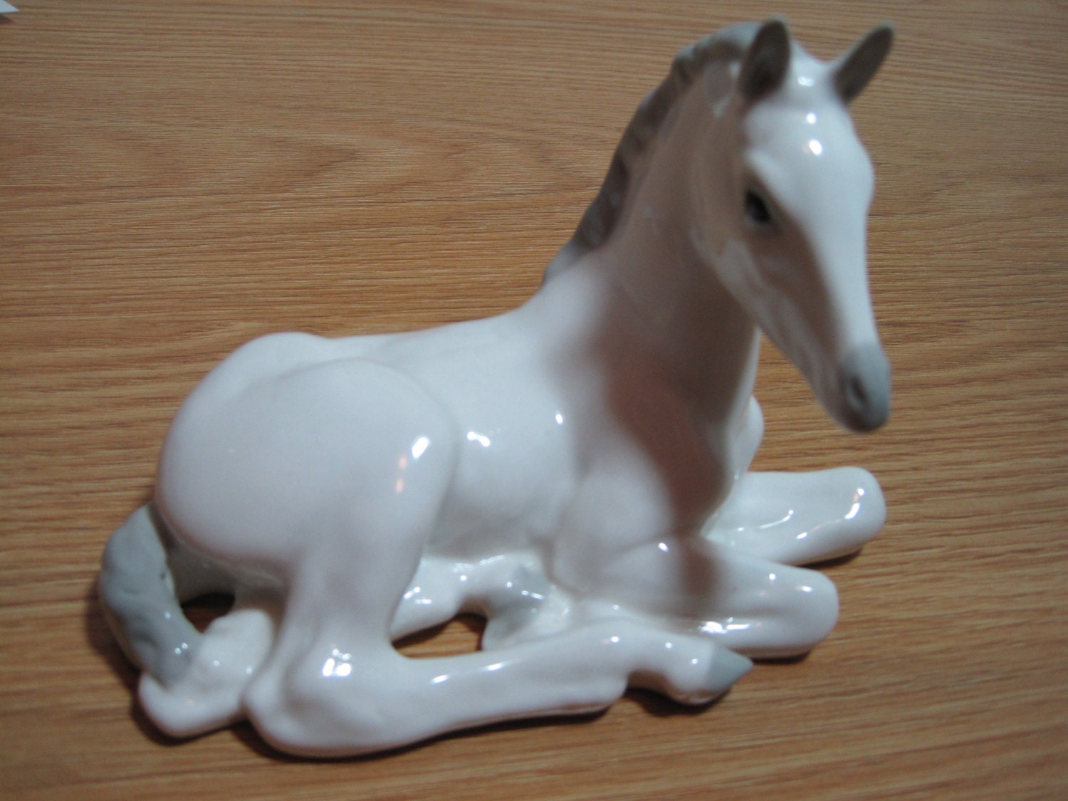 Russian Lomonosov Porcelain Reclining White Horse