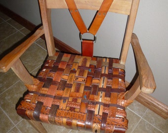 Upcycled Chair Leather Chair One of a Kind Chair Hand Crafted Furniture Antique Furniture