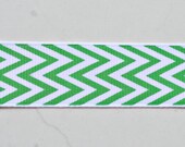 Emerald green chevron stripes on white 7/8" grosgrain ribbon- christmas st patricks day Il_170x135