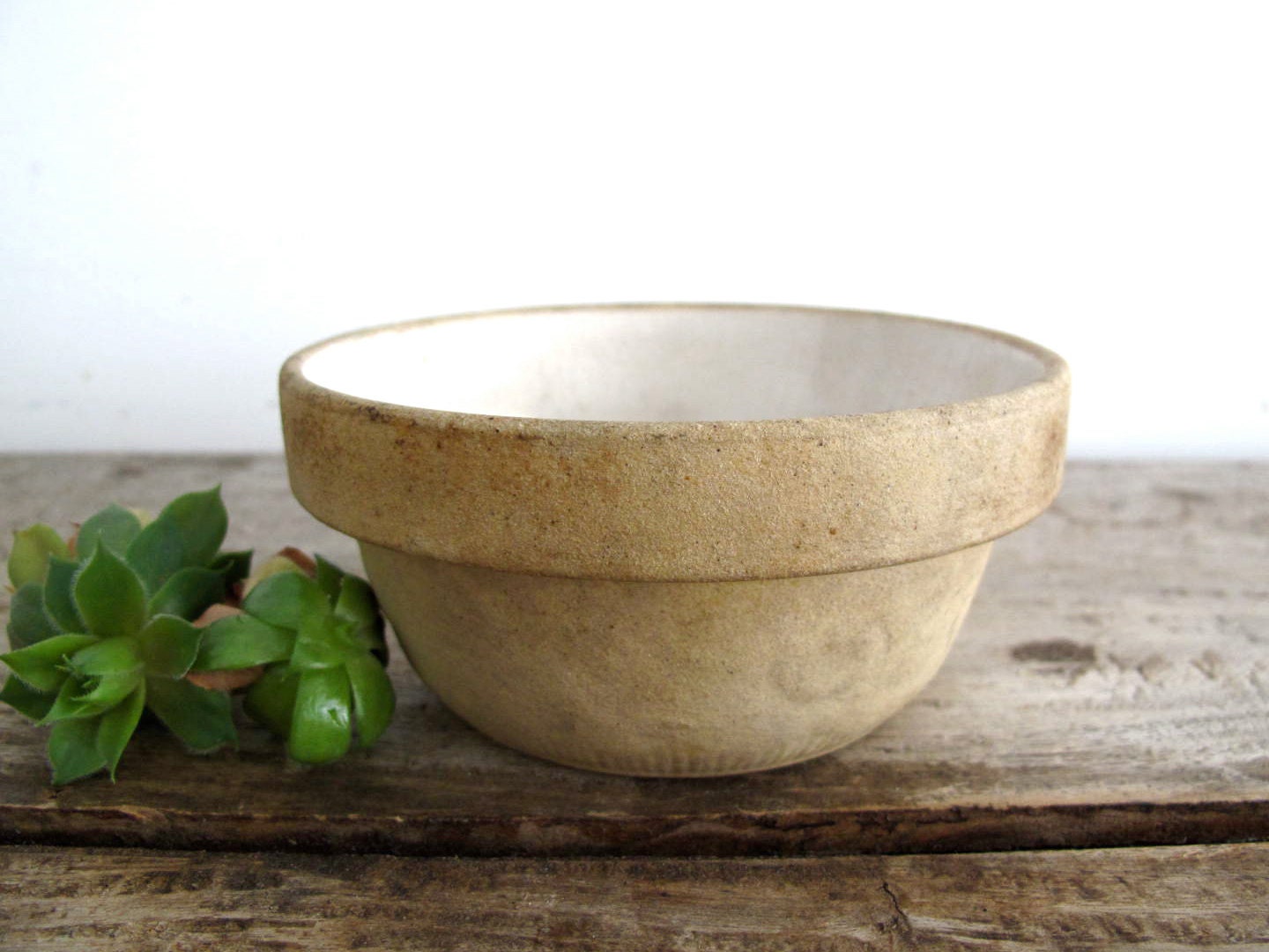 Vintage Stoneware Bowl Small Yellow Ware Bowl by SnapshotVintage