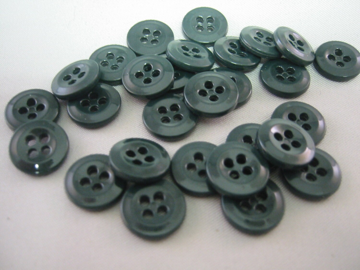 Dark Green Button 4 hole Lot of 10 Buttons