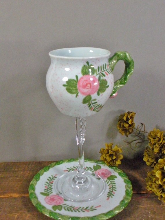 Tea cup wine glass / teacup wine glass / wedding wine glass