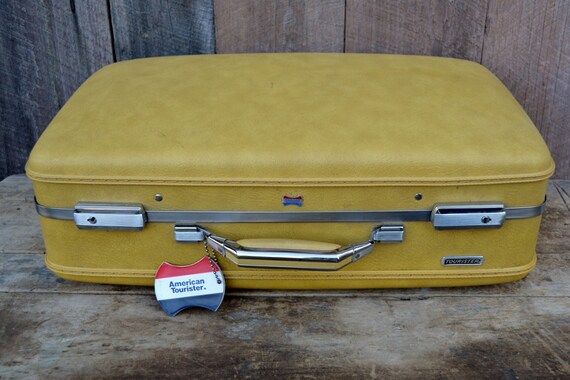 Vintage Suitcase Mustard Yellow Gold American Tourister Small