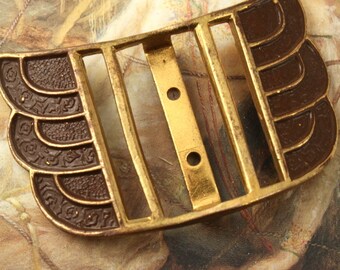 Vintage RARE Art Deco Original Brass Cold Paint Enamel Buckle