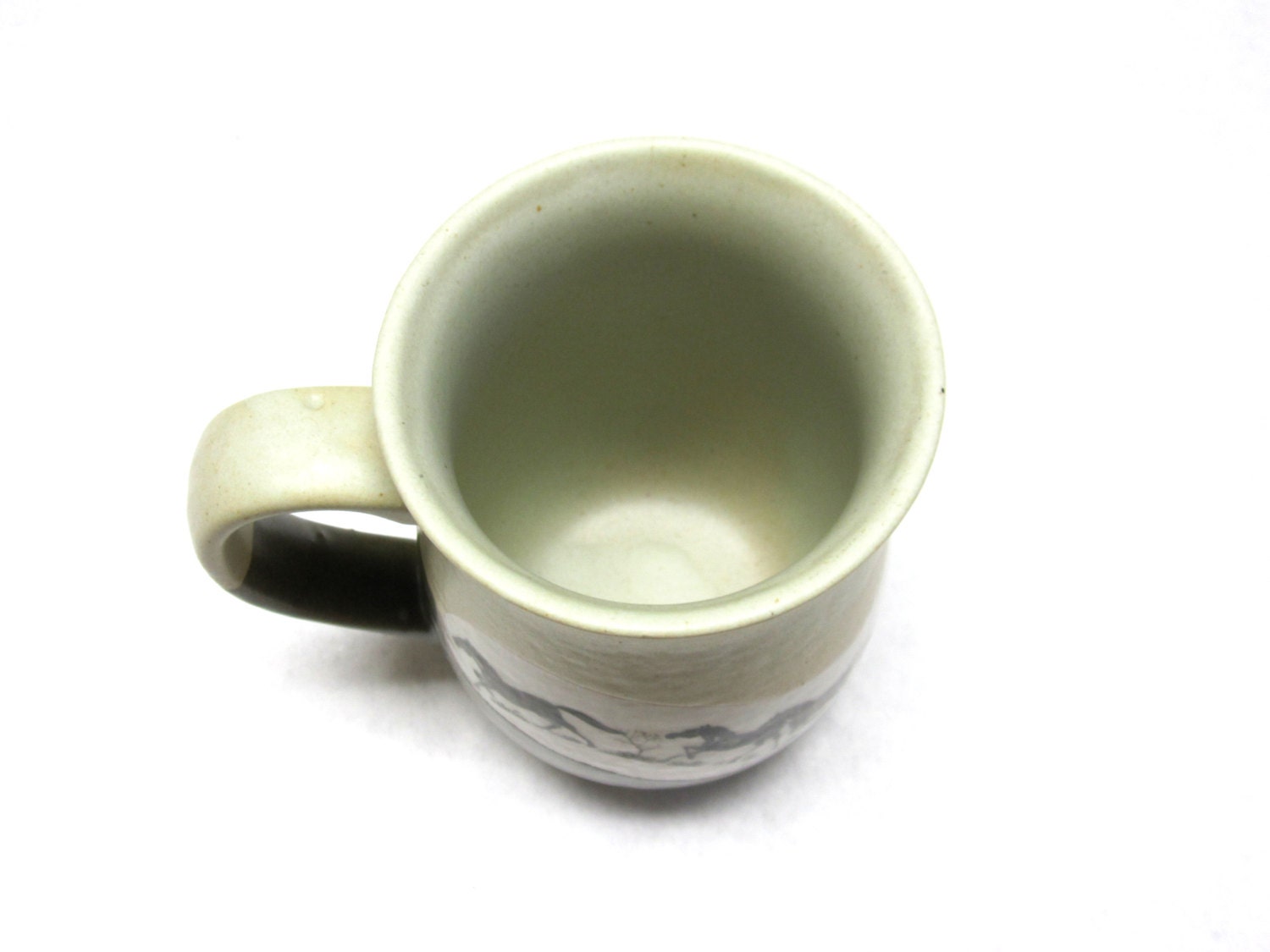 Otagiri Horse Stoneware Coffee Cup Mug Green Gray