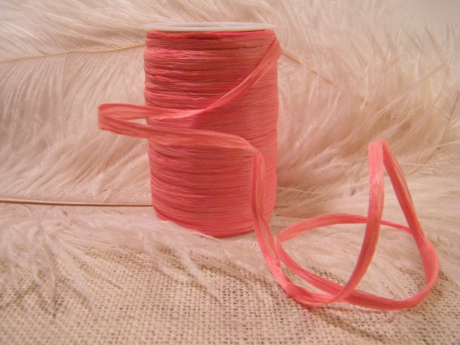 Raffia Ribbon Coral Gift Wrap Idea Wedding Decor Ribbon