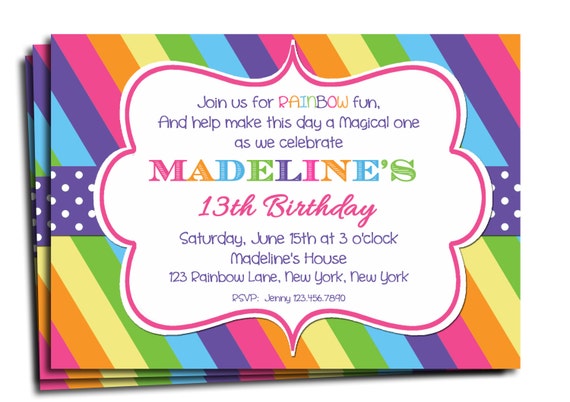 Rainbow Invitation Printable - Rainbow Birthday or Baby Shower Invite