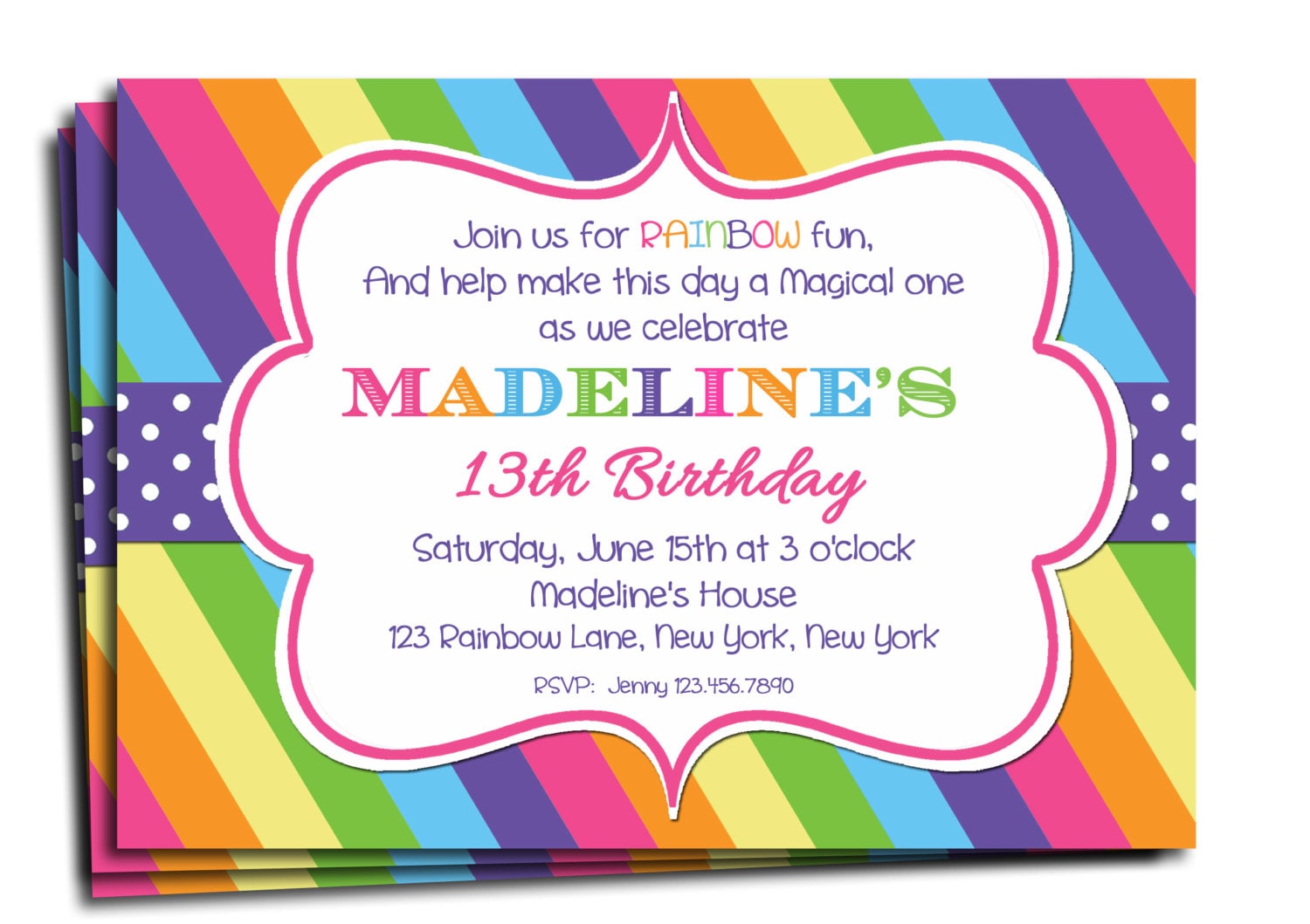 Rainbow Invitations Birthday 10