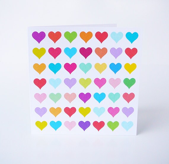INSTANT DOWNLOAD Printable Valentines Day Card - Bright Hearts Il_570xn