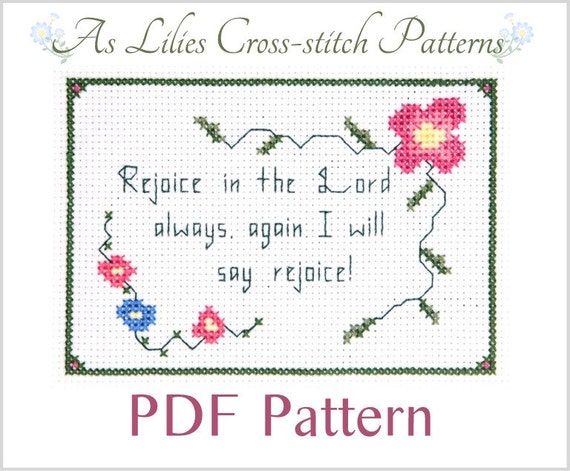 Items similar to PDF Cross stitch Pattern "Rejoice in the ...