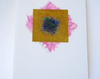 Greeting Card, Mixed Media, Mustard Yellow, Pink