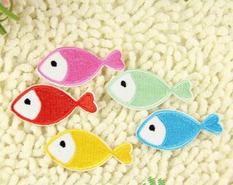Iron on Fabric Patches - Colorful Fishes - Set of 5 - FP51