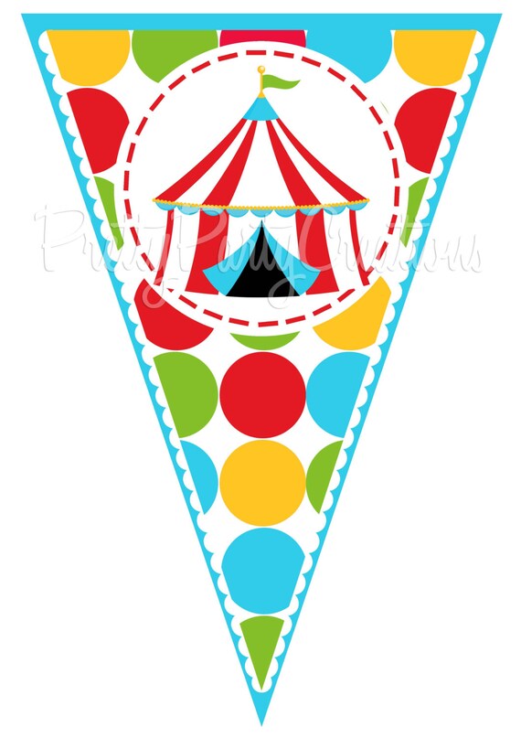 COLORFUL CIRCUS pennant banner YOU Print digital file