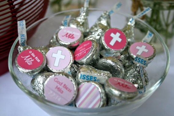Baptism or Holy Communion- Pink Hershey Kiss Labels- print your own Il_570xn