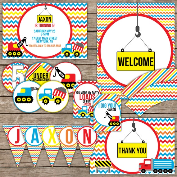 Construction Party Collection (Includes Invitation and Thank You Card) Il_570xn