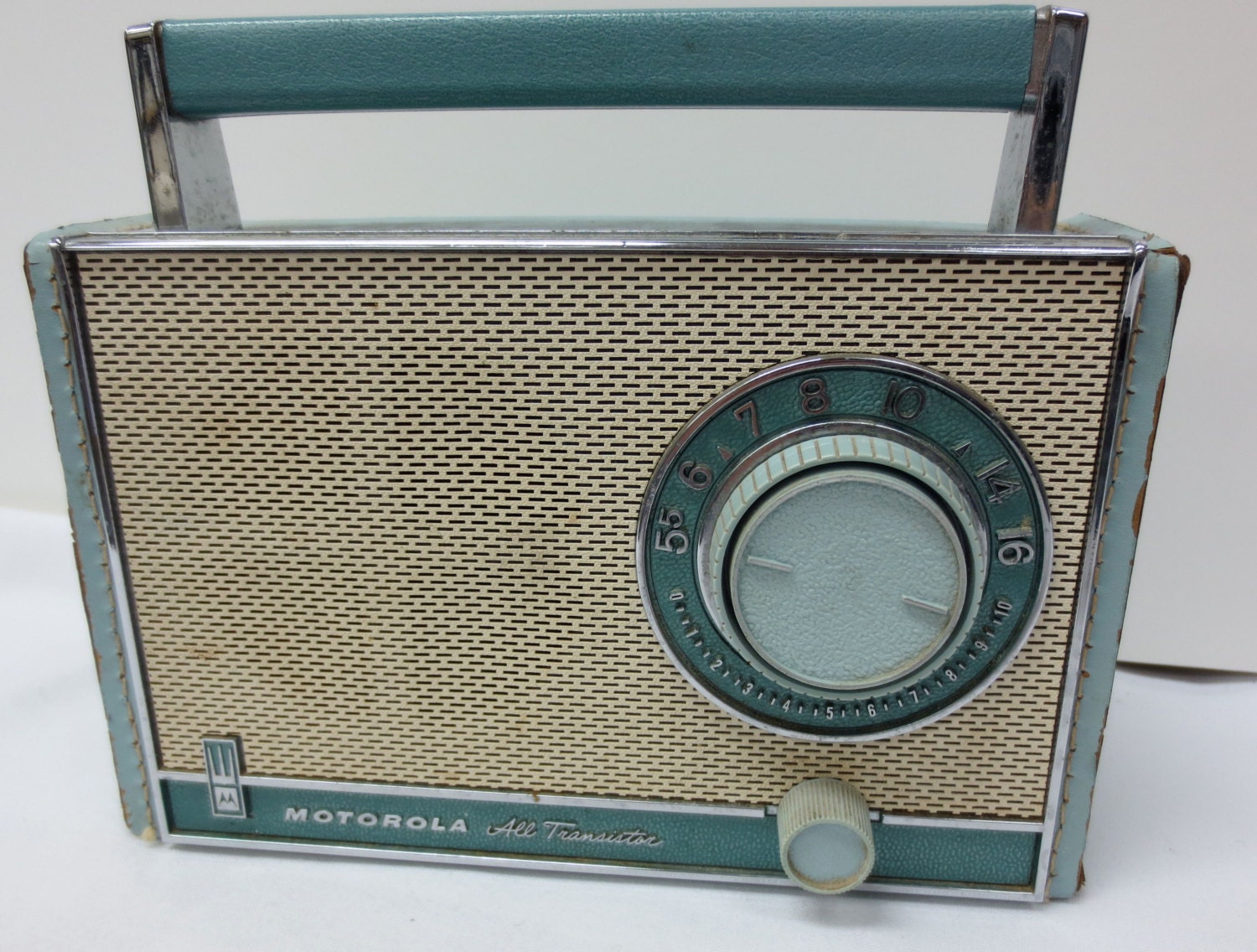 Retro 1960s  Aqua Blue Motorola  All Transistor  Radio 