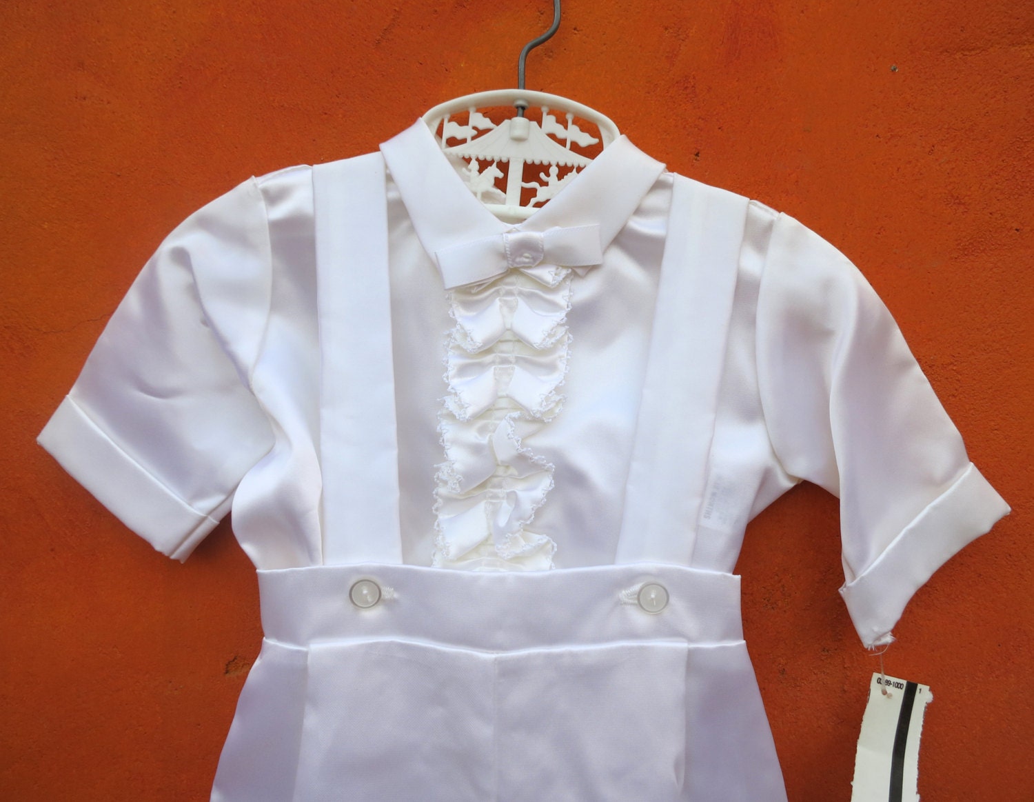 VINTAGE Baby Boy's Baptism Christening White Suspender