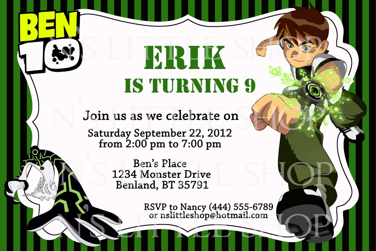 Ben 10 Party Invitations Template 2