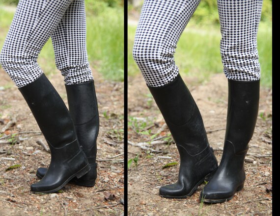 RIDING BOOTS Vintage Rubber EQUESTRIAN Rain Boots Women's