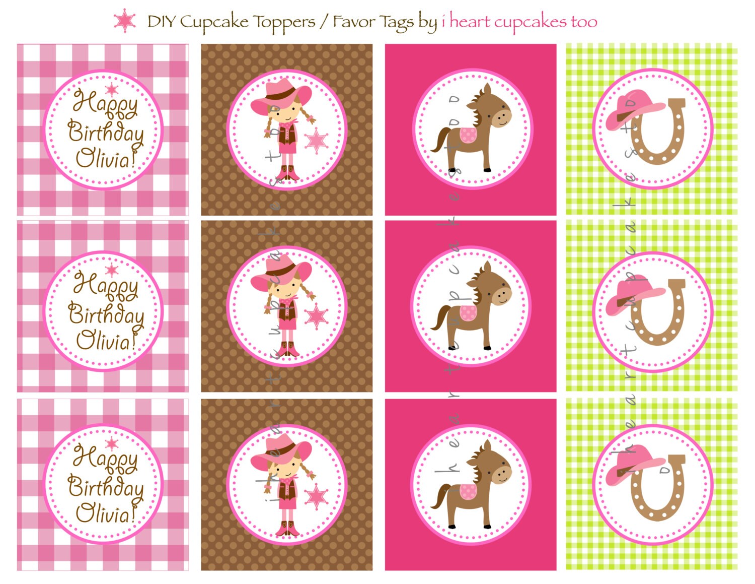 Cowgirl Cupcake Toppers Printable by PartyFix on Etsy