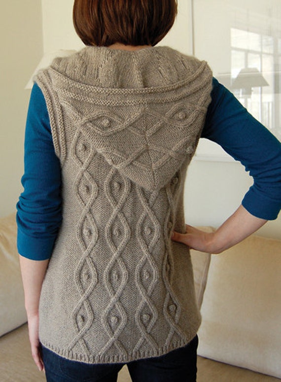 Download Sleeveless Cable Hoodie to Knit PDF Pattern Instant ...