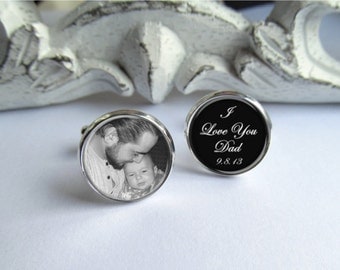 Father Of The Bride Cufflinks, Personalized Photo Cufflinks, Wedding Cufflinks