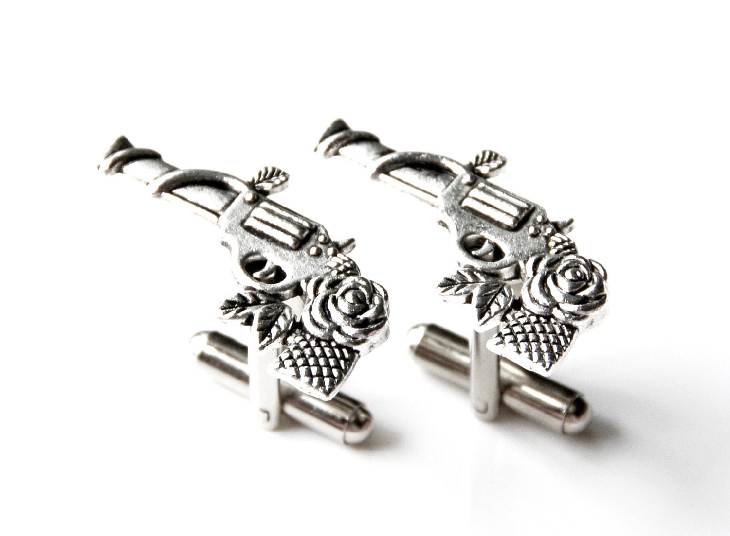 Guns with Roses Cufflinks Gifts for Men Anniversary by Mancornas