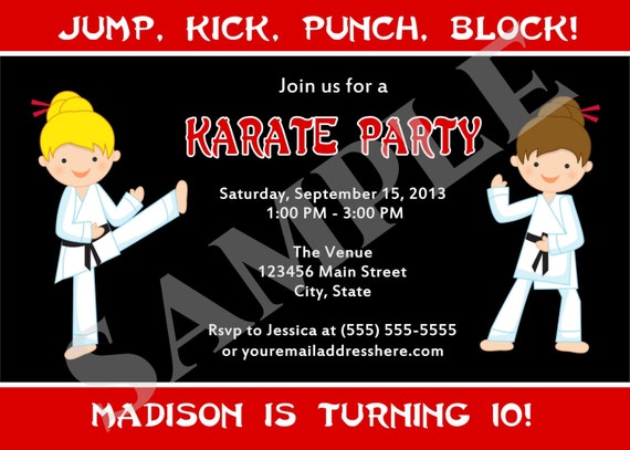 Items similar to Printable Karate Birthday Party Invitation Digital ...