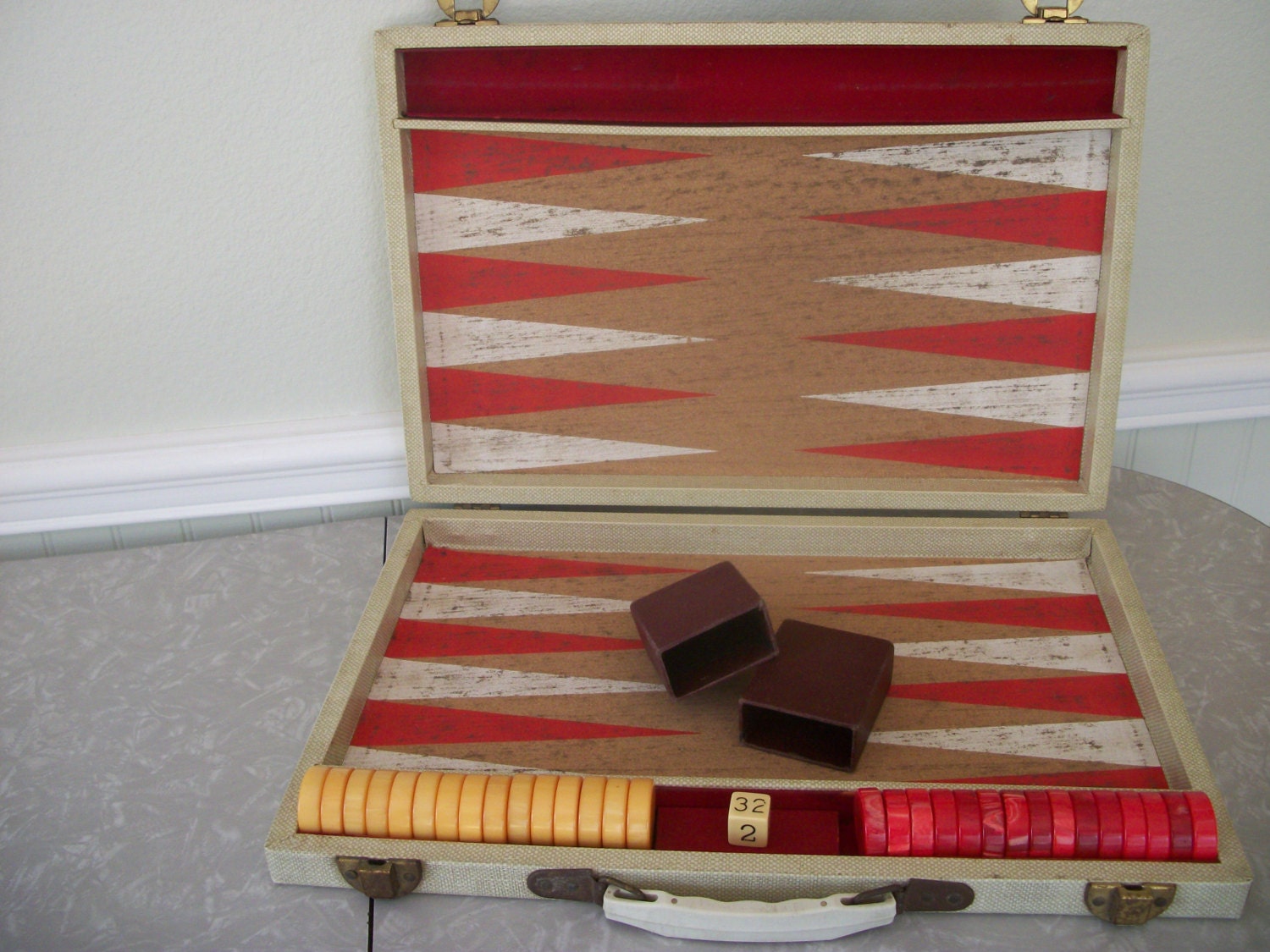 Vintage Bakelite Backgammon Set Board Game Large