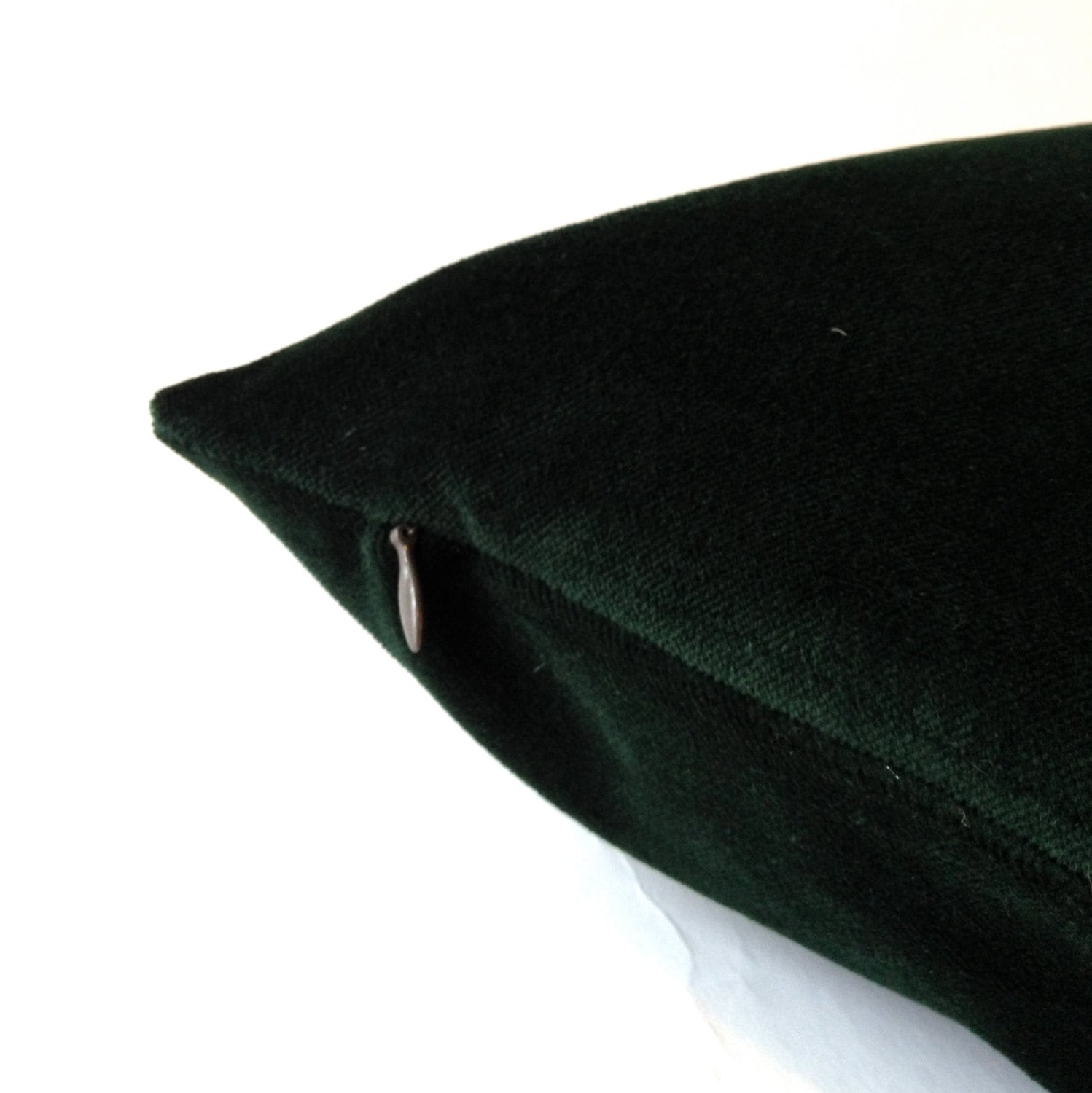 Hunter Green Cotton Velvet Pillow Cover - Decorative Accent Throw Pillows -Invisible Zipper ...