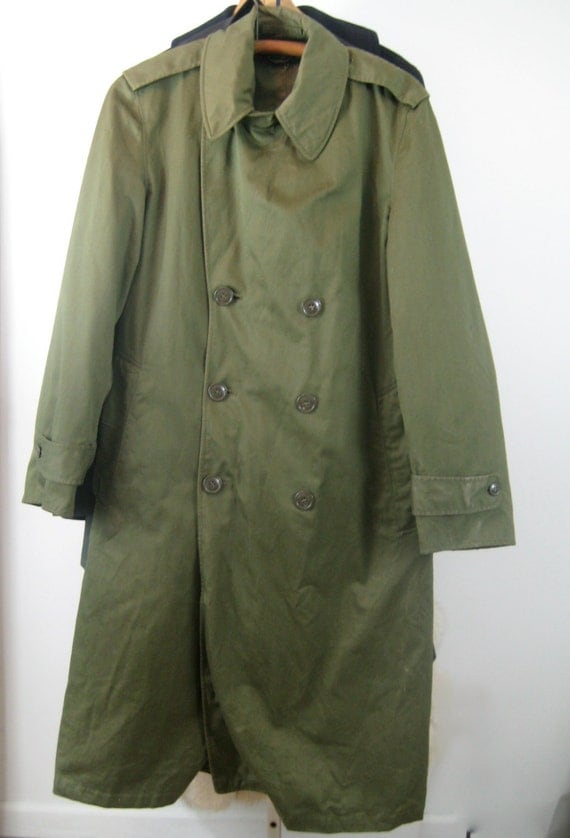 Items similar to Original Vietnam War Military Green Trench Coat ...