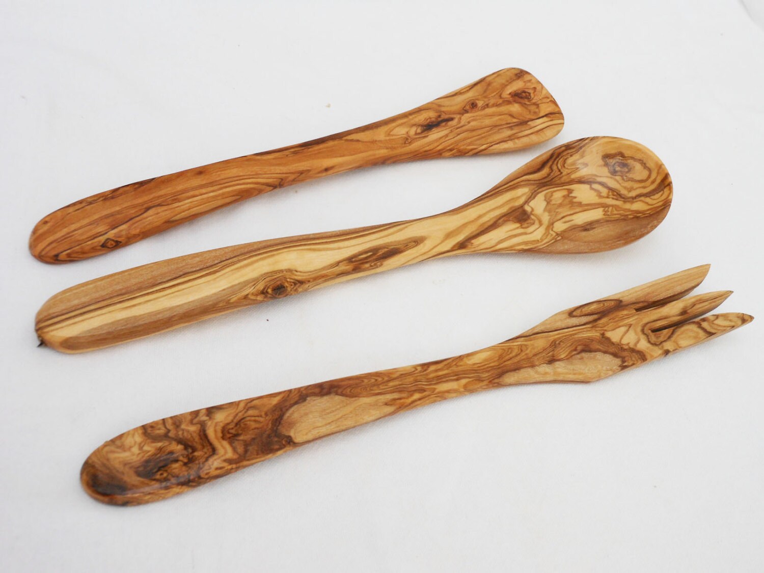 Olive Wood Olive Wood 12 Inch Utensil Set 1spoon 1 fork 1