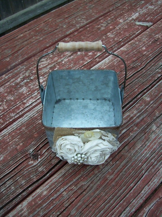 Rustic Flower Girl Basket Metal Country Flower Girl Basket