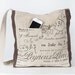 French script heavy weight Linen/ messenger bag shoulder bag - Made in U.S.A - One ready to ship