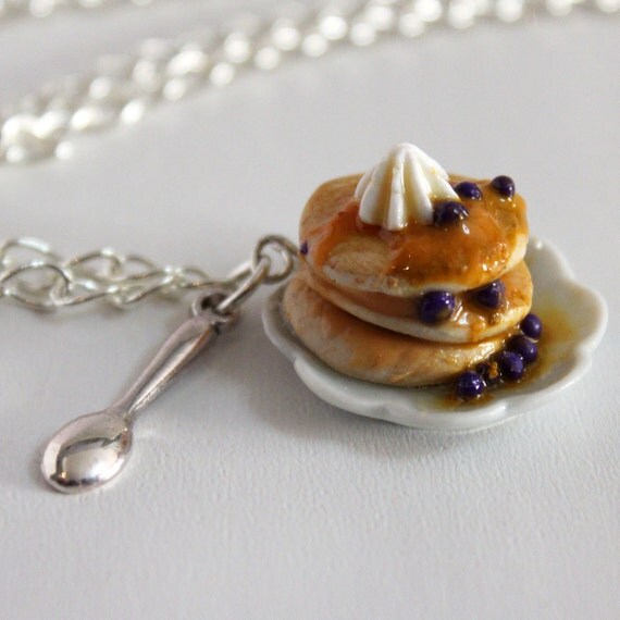 Blueberry Pancake Necklace Food Jewelry Miniature Food