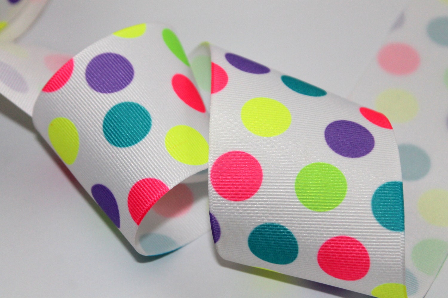 Neon Polka Dot Ribbon Wide Polka Dot Ribbon cheer bow ribbon