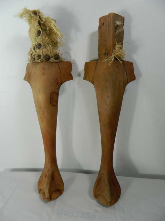 Vintage Chair Legs Pair Claw Foot Furniture Legs Hand Carved
