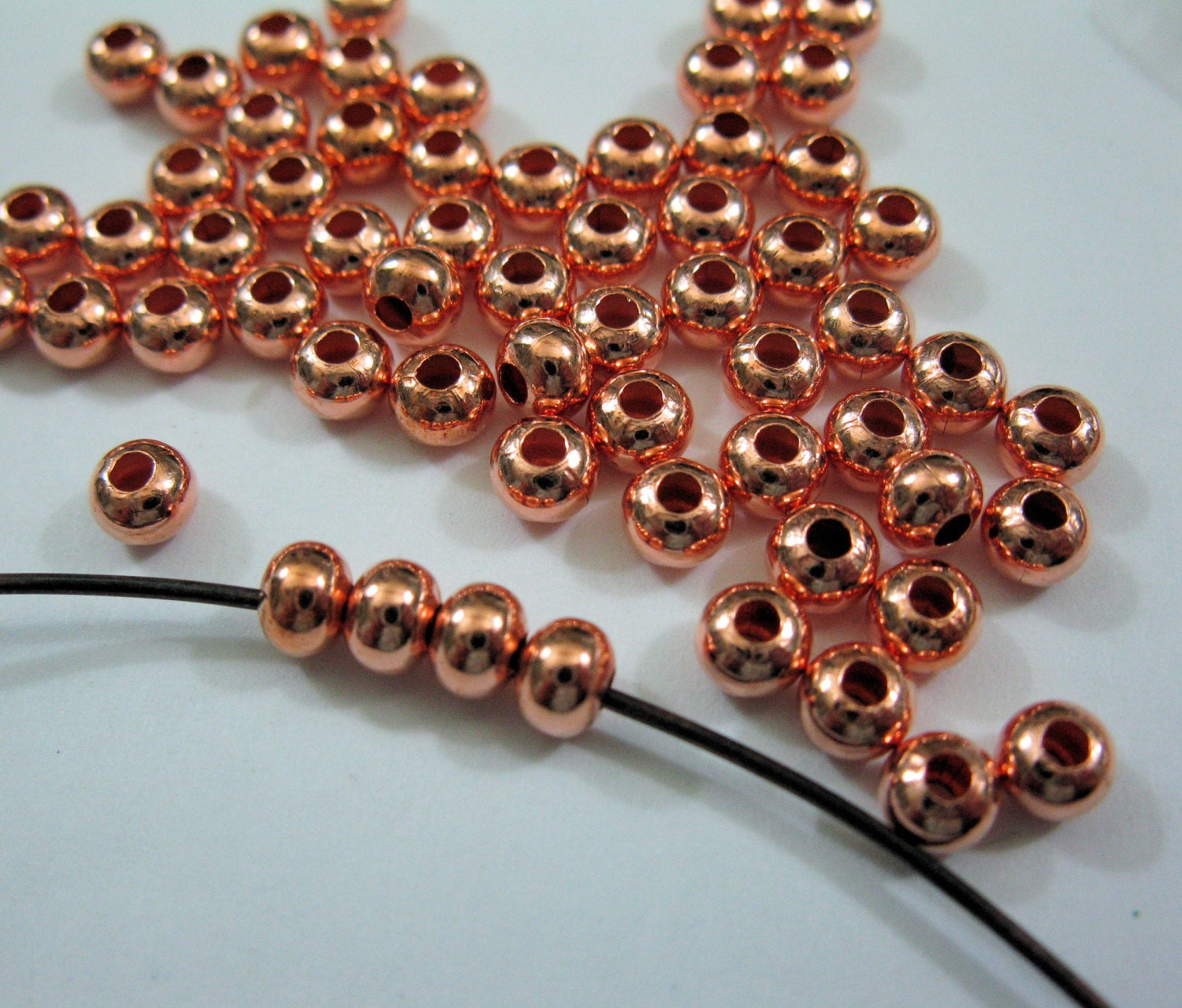 COPPER BEADS 4.8MM Rondelles 50 Pieces Bright Copper or