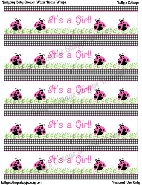 Instant Download Ladybug Baby Shower Water Bottle Wraps Il_570xn