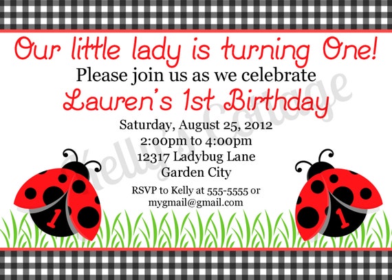 Ladybug Birthday Invitation... Custom, Digital, Printable Il_570xn