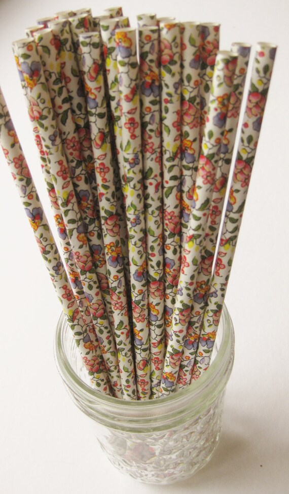 25 Paper FLORAL Pattern Straws Free Printable Straw Flags