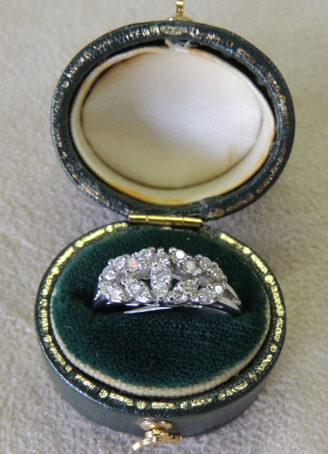 Vintage Diamond Ring / White Gold / Under 1000 by treasureimports