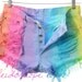 Vintage Levis 501 High Waist RAINBOW OMBRE Dip Dyed Denim Cut Off Shorts L XL