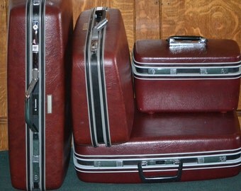 5 Piece Burgandy Samsonite Suitcase Set